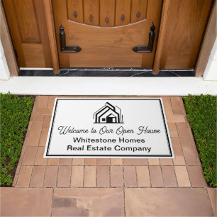 Custom Real Estate Company Logo Open House Doormat