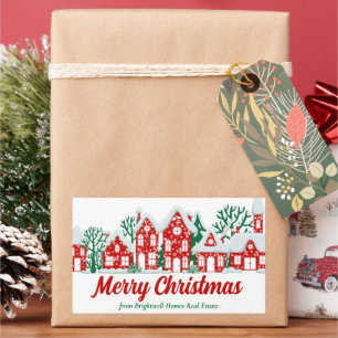 Custom Real Estate Company Merry Christmas Gift Rectangular Sticker