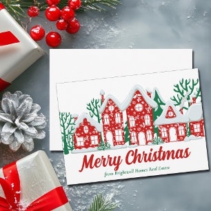 Custom Real Estate Company Merry Christmas Houses Holiday Card