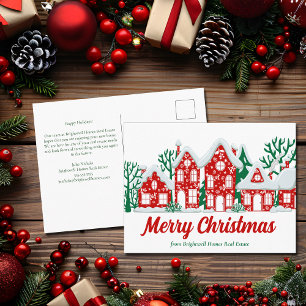 Custom Real Estate Company Merry Christmas Houses Holiday Postcard