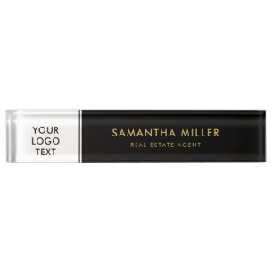 Custom Real Estate Logo White & Black Monogram Nameplate