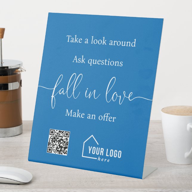 Custom Real Estate QR Code Logo Open House Pedestal Sign (In SItu)