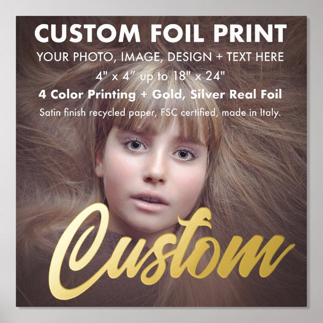 Custom Real Foil (Gold or Silver) Print 16" x 16" (Front)