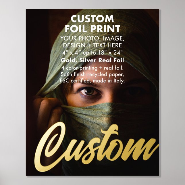 Custom Real Foil (Gold or Silver) Print 16" x 20" (Front)