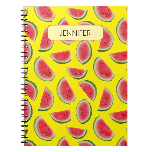 Custom Realistic Watermelon Slice Pattern Design Notebook (Front)