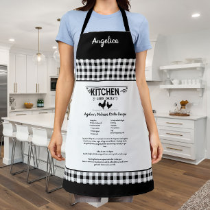 Custom Recipe Black White Farmhouse Buffalo Plaid Apron