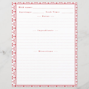 Custom Recipe Card with Notes for Binder