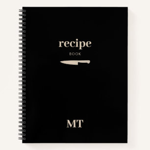 Custom Recipe Cookbook Minimalist Monogram Notebook