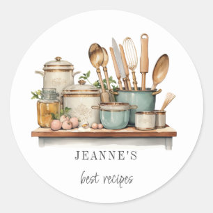 Custom Recipes Pots Pans Cooking Utensils Labels
