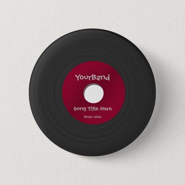 Custom Record 6 Cm Round Badge (Front)