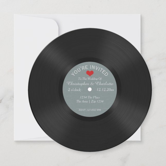 Custom Record Album Novelty Wedding Invitation (Front)