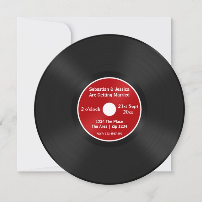 Custom Record Album Novelty Wedding Invitation (Front)