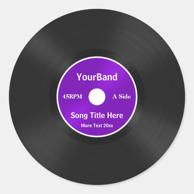 Custom Record Personalise Classic Round Sticker (Front)