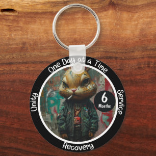 Custom Recovery Milestone Gift - Edgy Street Art Key Ring