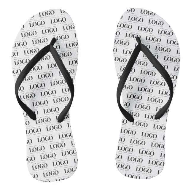 Custom Rectangle Business Company Logo Pattern   Jandals (Footbed)