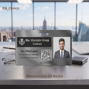 Custom Rectangle Logo Photo ID Metallic Silver Badge