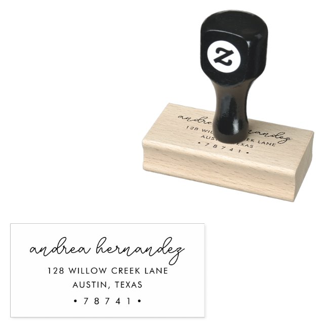 Custom Rectangular Handwriting Font Return Address Rubber Stamp (Stamped)