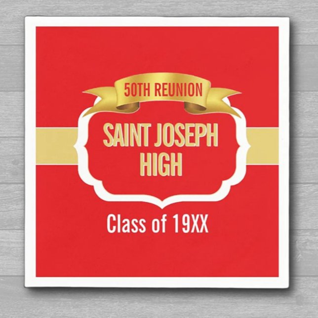 Custom RED 50th Class Reunion  Napkin (Creator Uploaded)