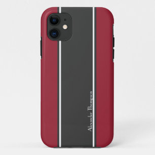 Custom Red and Black Racing Stripes Case-Mate iPhone Case