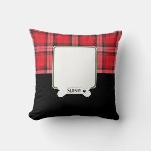 Custom Red and Black Tartan Plaid Throw Pillow