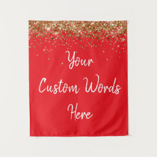 Custom Red and Gold Birthday Party Photo Booth Tapestry