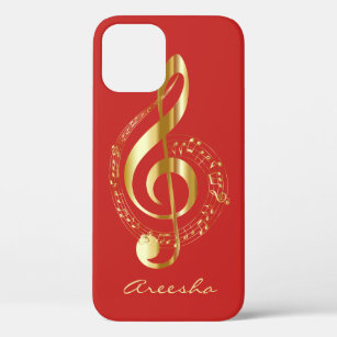 Custom Red and Gold Music Note iPhone 12 Pro Case
