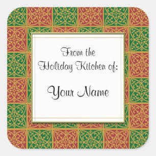 Custom Red and Green Fleur de Lis Baking Stickers