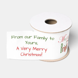 Custom Red and Green MERRY AND BRIGHT Christmas Grosgrain Ribbon