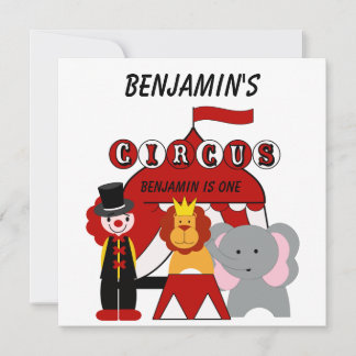 Custom Red and White Circus Birthday Invitation