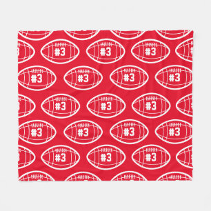 Custom Red and White FootBall Pattern Fleece Blanket