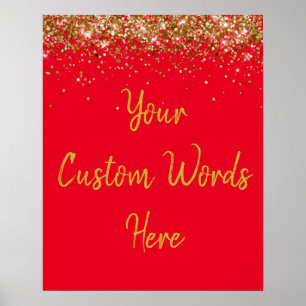 Custom Red Anniversary Party Photo Prop Poster