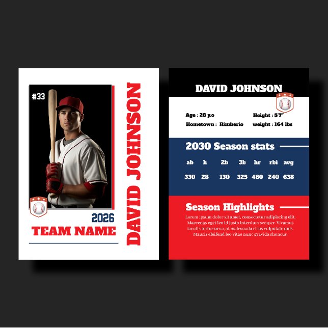 Custom Red Baseball Trading Card Player Profile (Creator Uploaded)