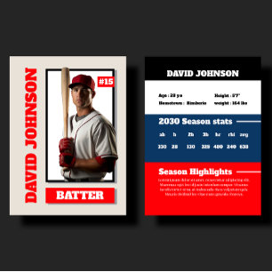 Custom Red Baseball Trading Card Player Profile