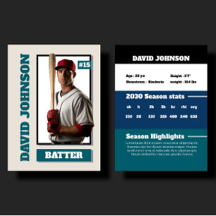 Custom Red Baseball Trading Card Player Profile