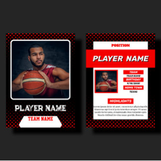 Custom Red Basketball Trading Card Player Profile