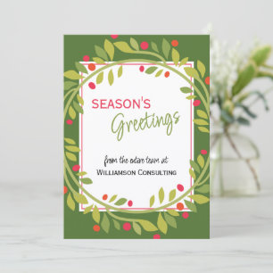 Custom Red Berries Green Holly Botanical Foliage Holiday Card