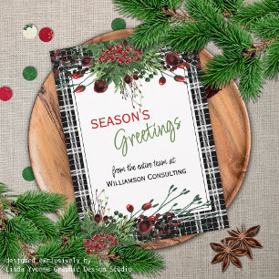 Custom Red Berries Green Holly Botanical Foliage Holiday Card