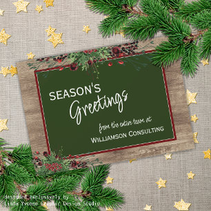 Custom Red Berries Green Holly Botanical Foliage Holiday Card