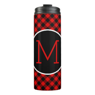 Custom Red Black Buffalo Check Plaid Pattern Thermal Tumbler