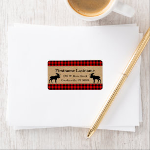 Custom Red Black Country Check Plaid Pattern Label