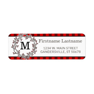 Custom Red Black Country Check Return Address