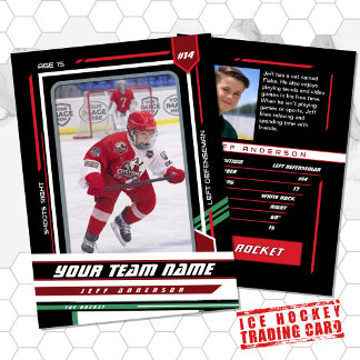 Custom Red & Black Ice Hockey Player Card