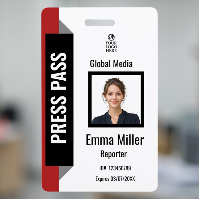 Custom Red & Black Media Pass | Press ID  ID Badge (Creator Uploaded)