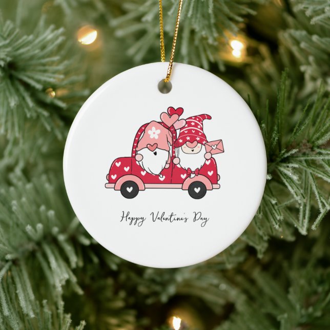 Custom Red Black Modern Happy Valentine's Day Ceramic Tree Decoration (Tree)
