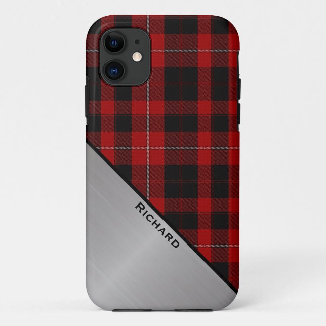 Custom Red & Black Plaid  Case-Mate iPhone Case (Back)