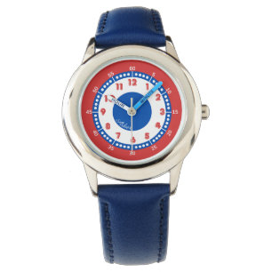 Custom Red & Blue Boys Learning Timepiece Kids Watch