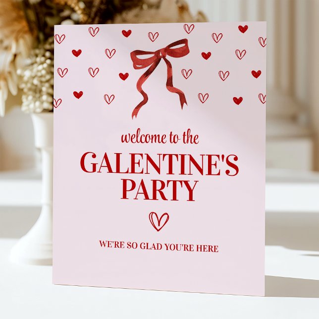 Custom Red Bow Galentine's Day Party Welcome Sign (Creator Uploaded)