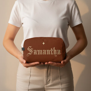 Custom Red Brown Toiletry Bag for Mum or Teacher