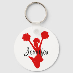 Custom Red Cheerleader Key Chain