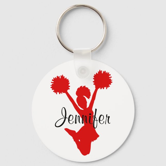 Custom Red Cheerleader Key Chain (Front)